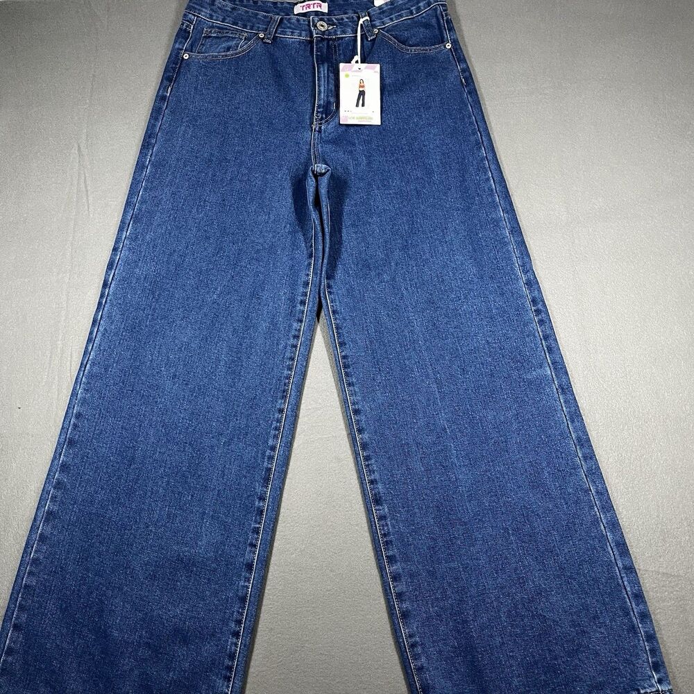 Trtr Womans medium wash denim wide leg  jeans size 13 boho western 70s